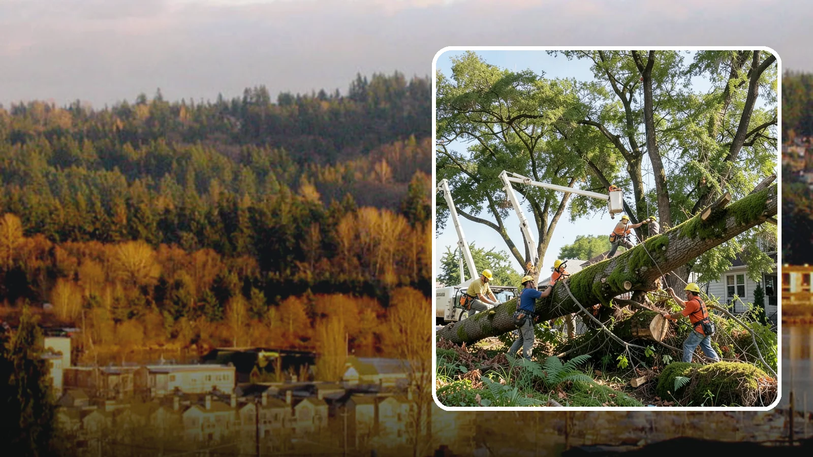 Leaning tree removal in Kenmore, King County, WA - The removal of trees with a pronounced or unstable lean.