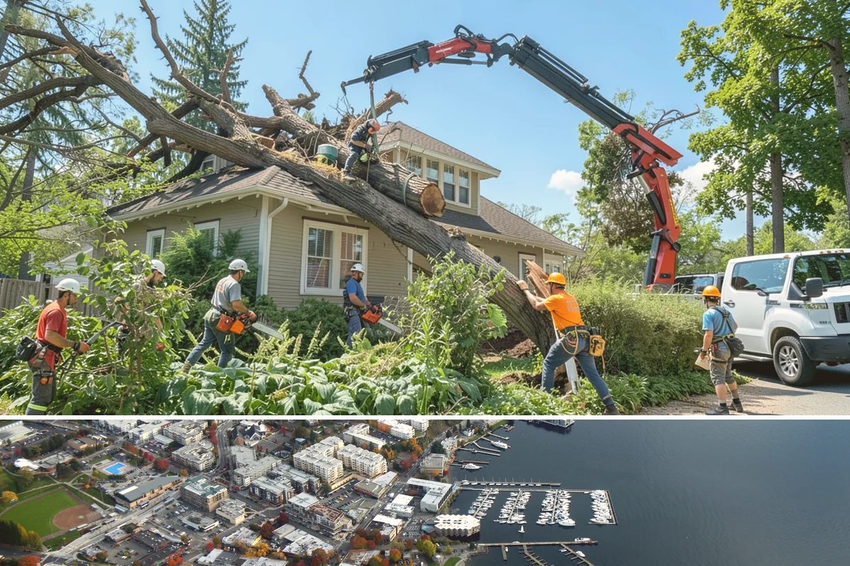 Leaning tree removal in Kirkland, King County, WA - This service can be performed year-round in the Puget Sound climate but requires extra caution during wet seasons when unstable...