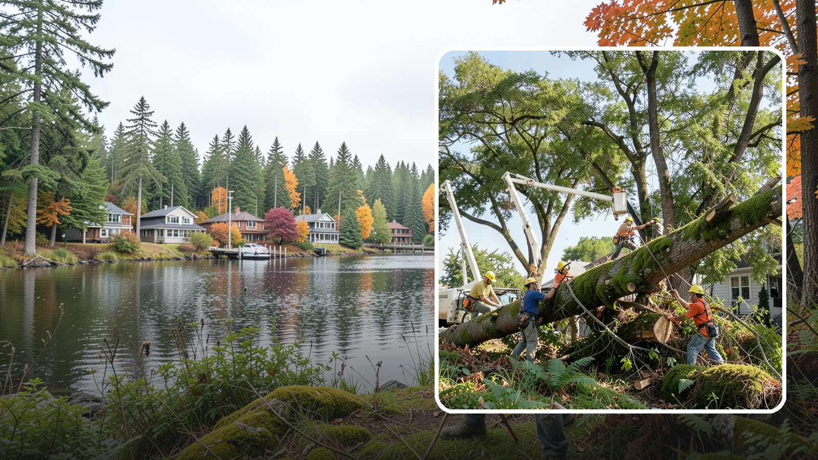 Leaning tree removal in La Conner, Skagit County, WA - The removal of trees with a pronounced or unstable lean.