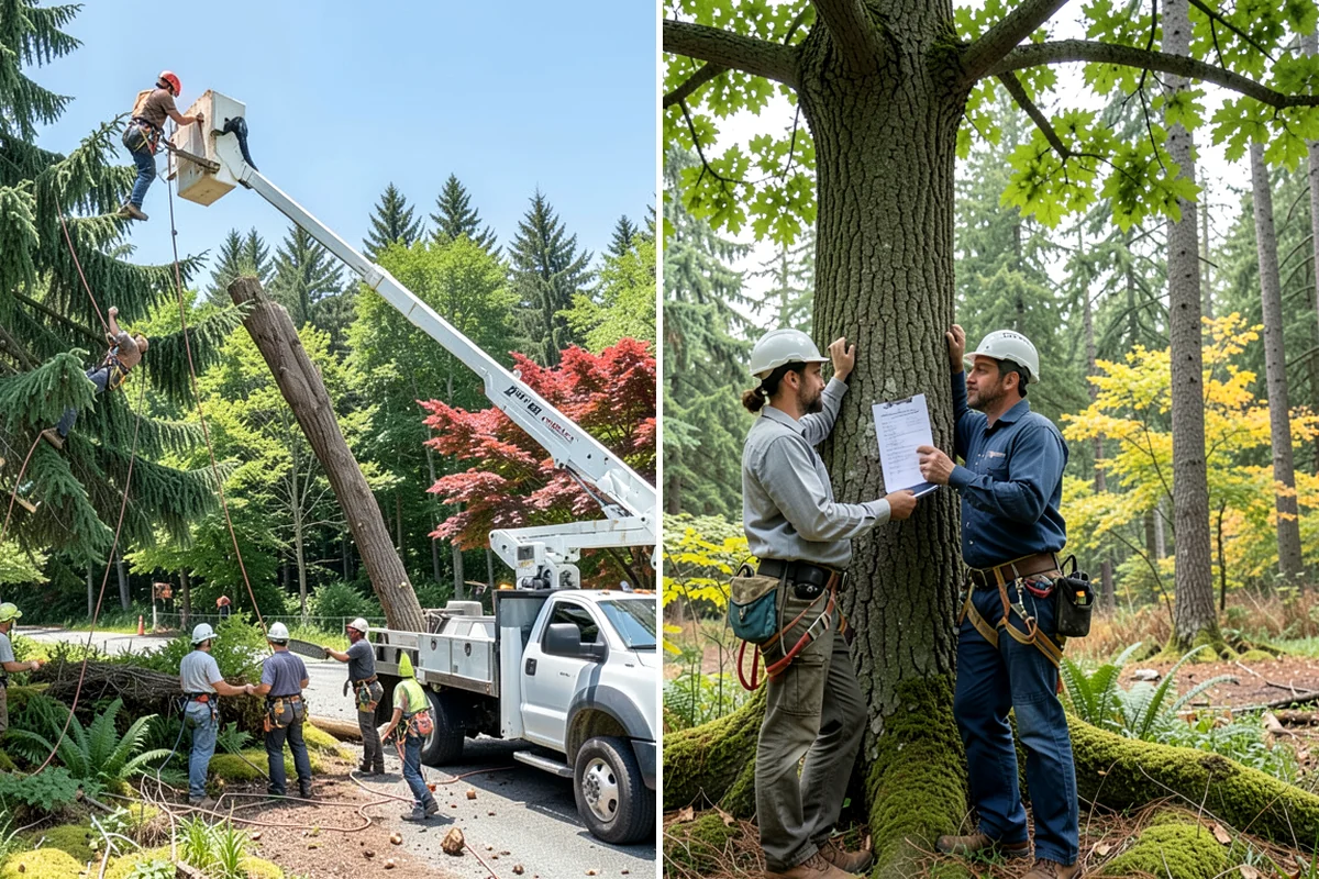 Leaning tree removal in Lake Forest Park, King County, WA - On-site assessment and hazard evaluation