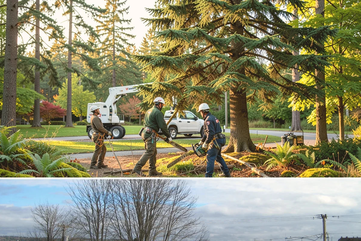 Leaning tree removal in Langley, Island County, WA - This service can be performed year-round in the Puget Sound climate but requires extra caution during wet seasons when unstable...