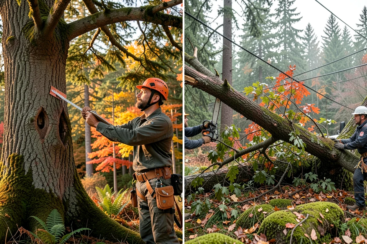Leaning tree removal in Maple Valley, King County, WA - On-site assessment and hazard evaluation