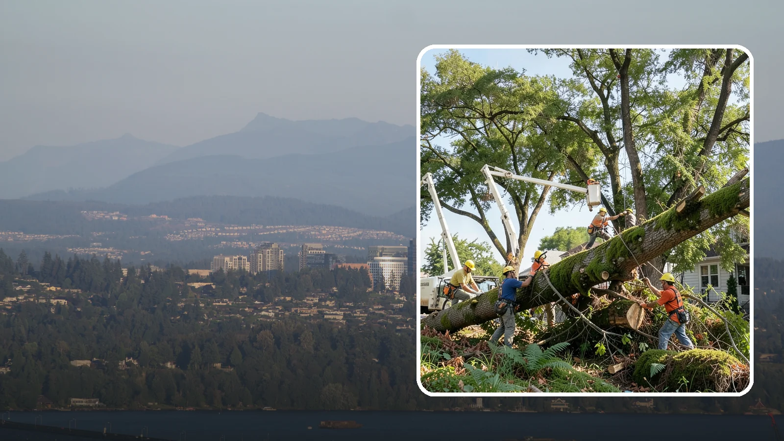 Leaning tree removal in Medina, King County, WA - The removal of trees with a pronounced or unstable lean.