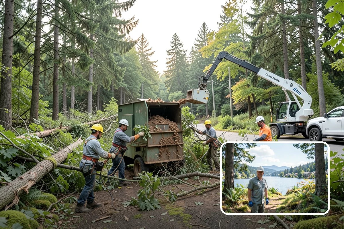 Leaning tree removal in Milton, King County, WA - Removes safety hazards and reduces liability