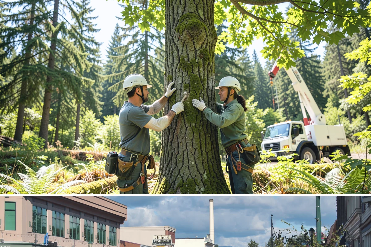 Leaning tree removal in Monroe, Snohomish County, WA - This service can be performed year-round in the Puget Sound climate but requires extra caution during wet seasons when unstable...