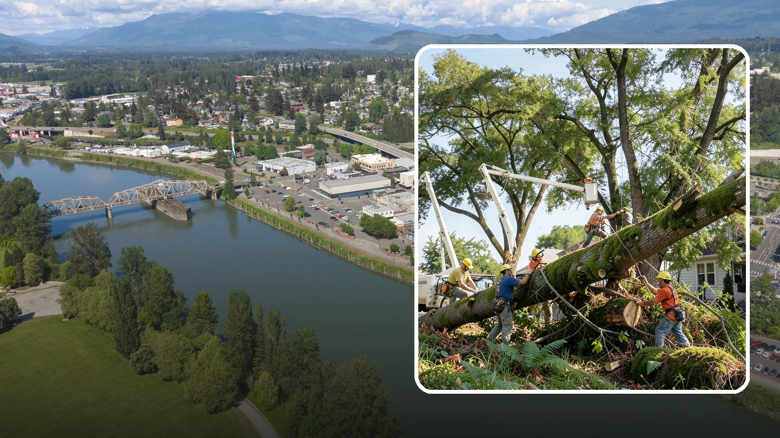 Leaning tree removal in Mount Vernon, Skagit County, WA - The removal of trees with a pronounced or unstable lean.