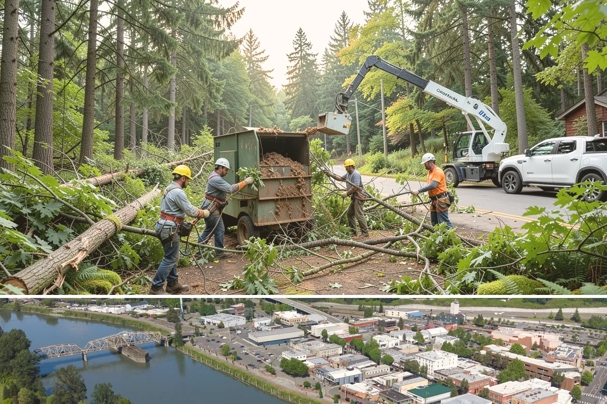 Leaning tree removal in Mount Vernon, Skagit County, WA - This service can be performed year-round in the Puget Sound climate but requires extra caution during wet seasons when unstable...
