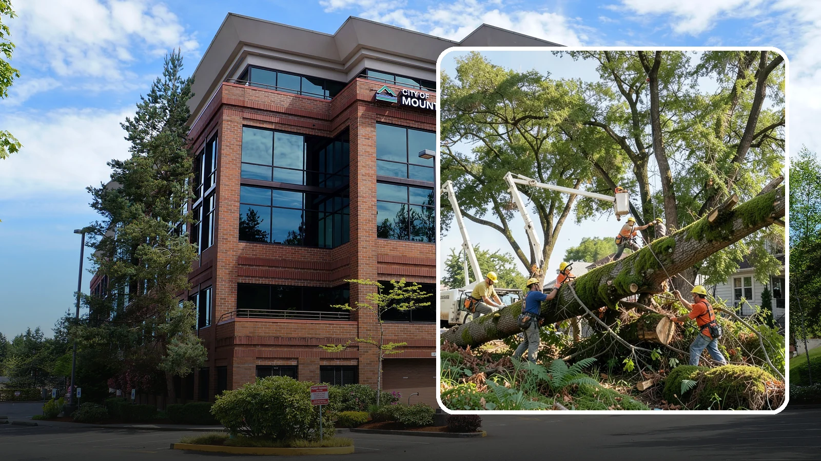 Leaning tree removal in Mountlake Terrace, Snohomish County, WA - The removal of trees with a pronounced or unstable lean.