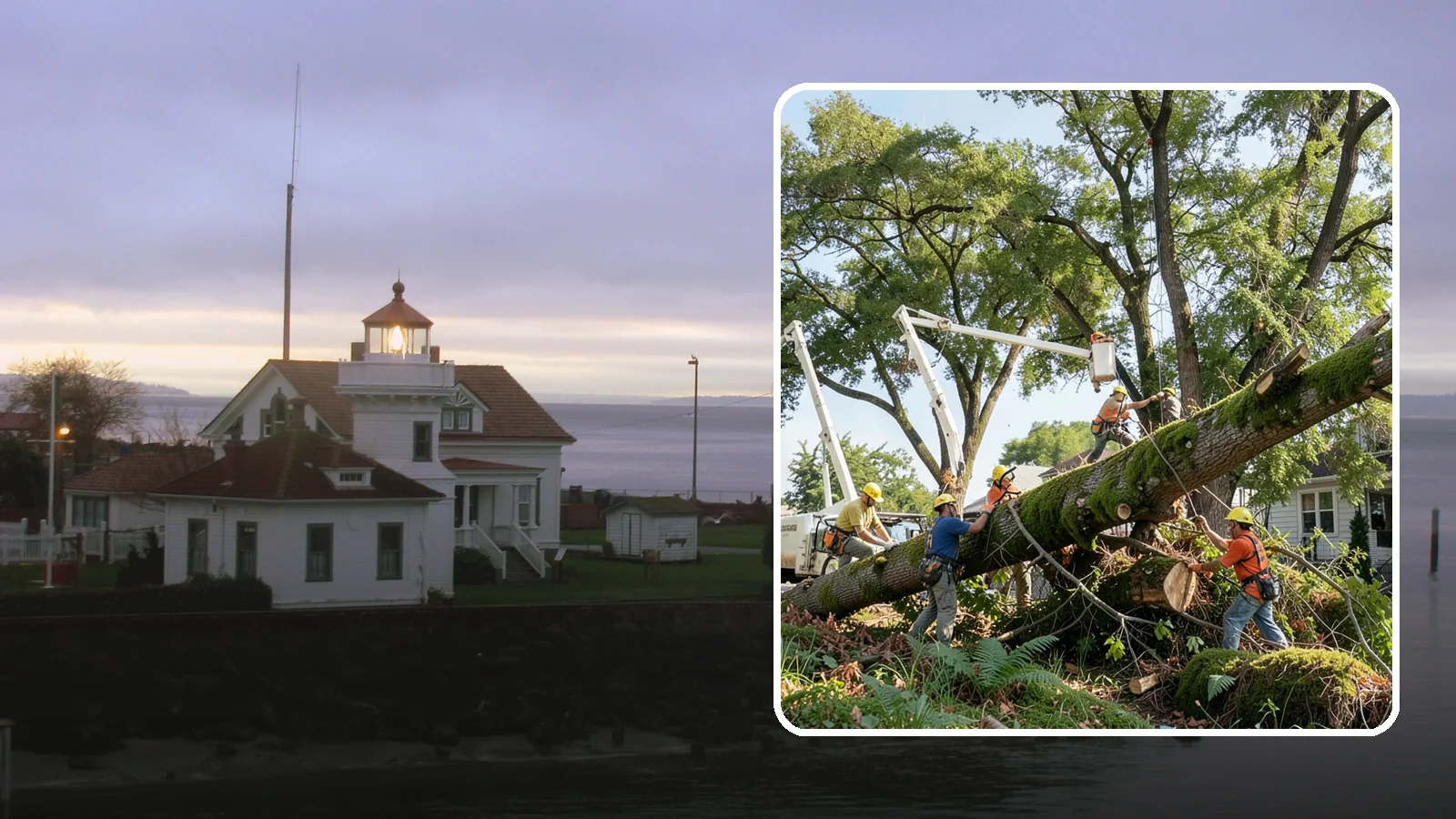 Leaning tree removal in Mukilteo, Snohomish County, WA - The removal of trees with a pronounced or unstable lean.