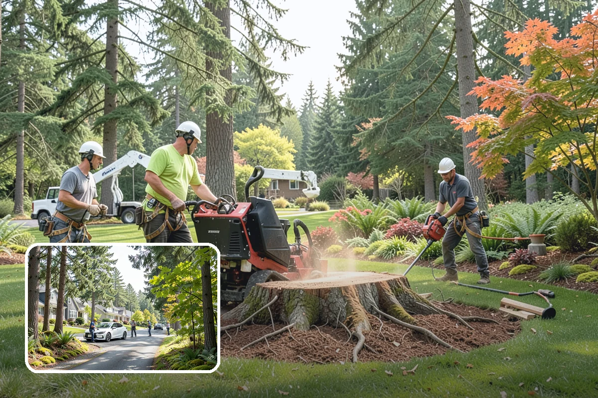 Leaning tree removal in Normandy Park, King County, WA - Removes safety hazards and reduces liability