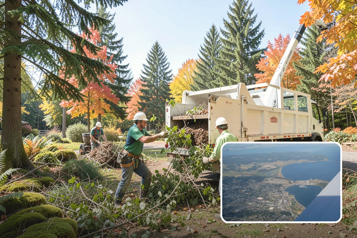 Leaning tree removal in Oak Harbor, Island County, WA - Removes safety hazards and reduces liability