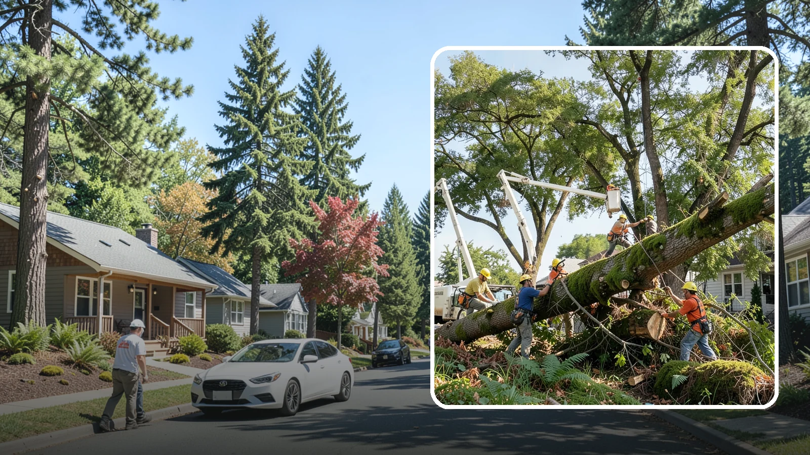 Leaning tree removal in Orting, Pierce County, WA - The removal of trees with a pronounced or unstable lean.