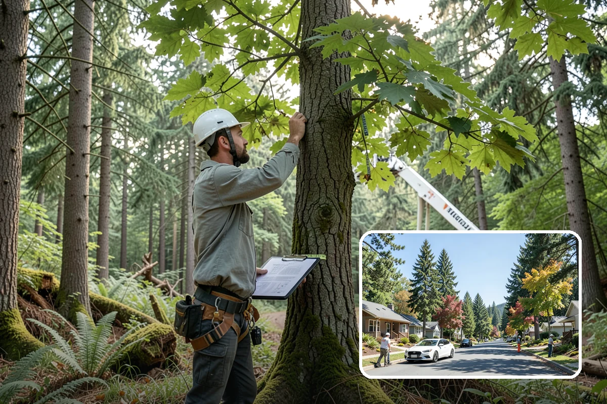 Leaning tree removal in Orting, Pierce County, WA - Removes safety hazards and reduces liability