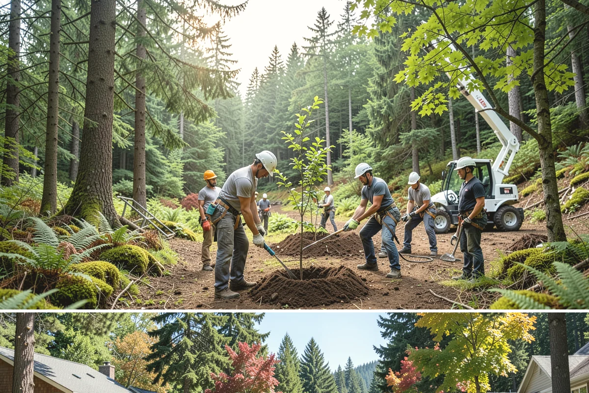 Leaning tree removal in Orting, Pierce County, WA - This service can be performed year-round in the Puget Sound climate but requires extra caution during wet seasons when unstable...