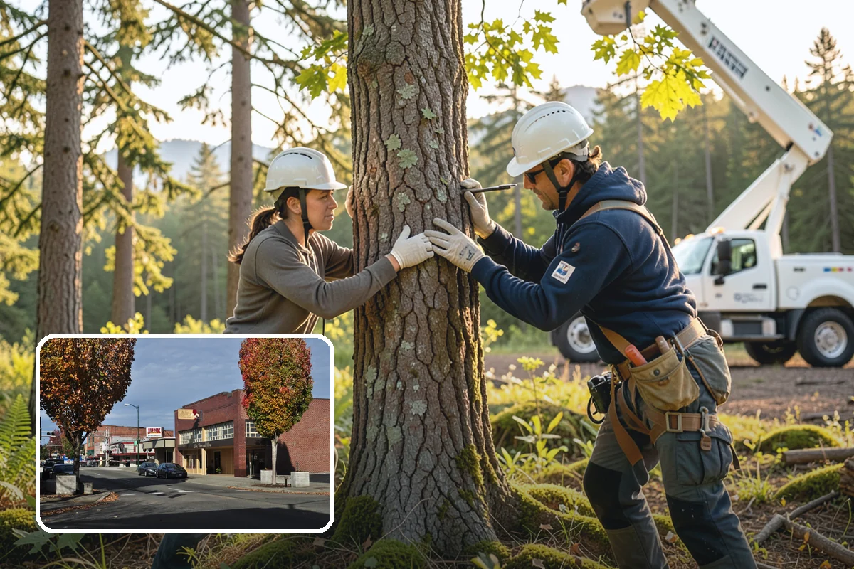 Leaning tree removal in Puyallup, Pierce County, WA - Removes safety hazards and reduces liability
