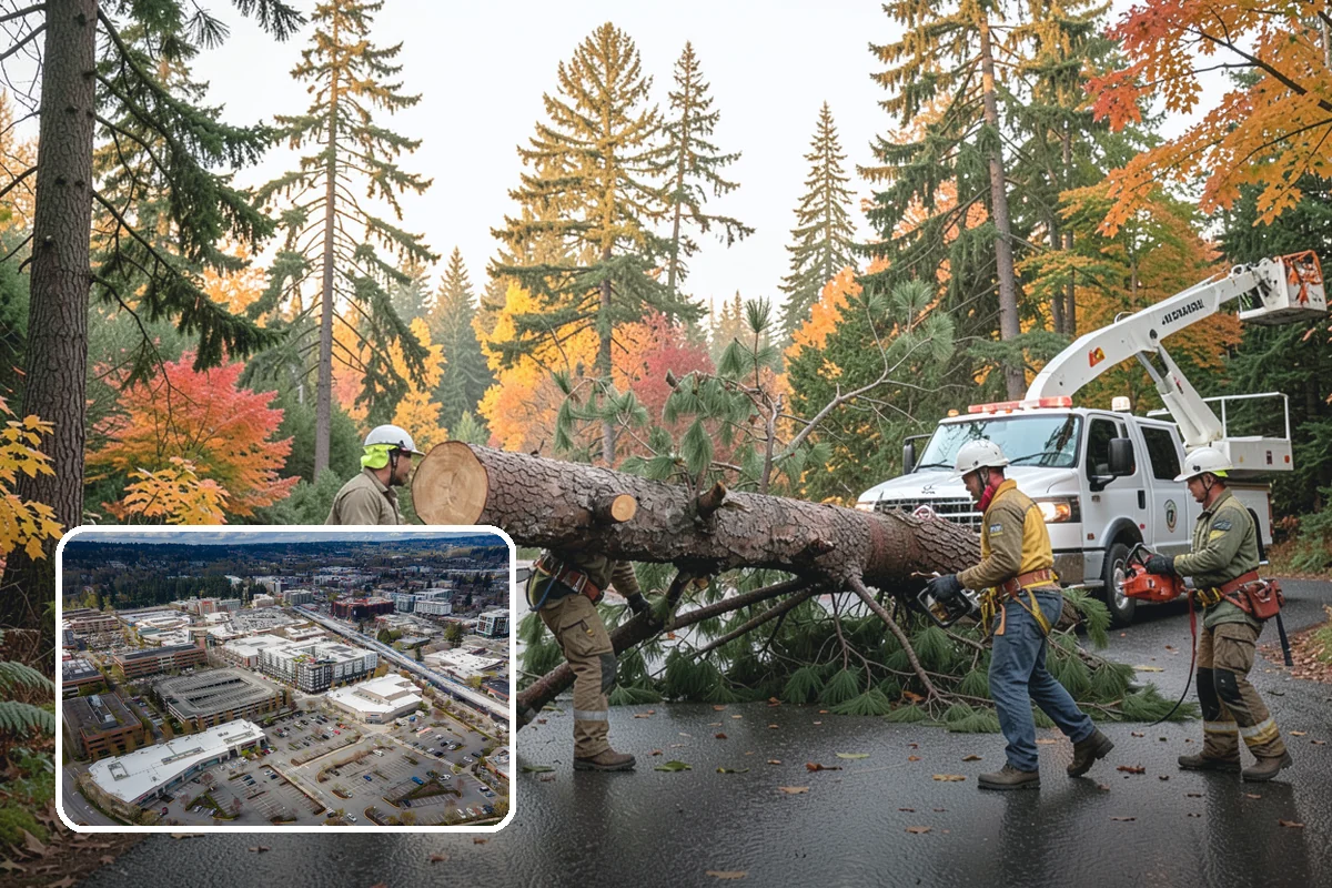 Leaning tree removal in Redmond, King County, WA - Removes safety hazards and reduces liability
