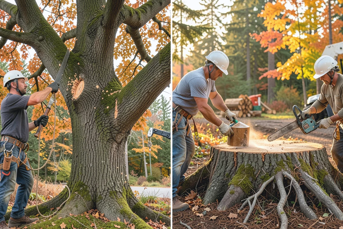 Leaning tree removal in Redmond, King County, WA - On-site assessment and hazard evaluation