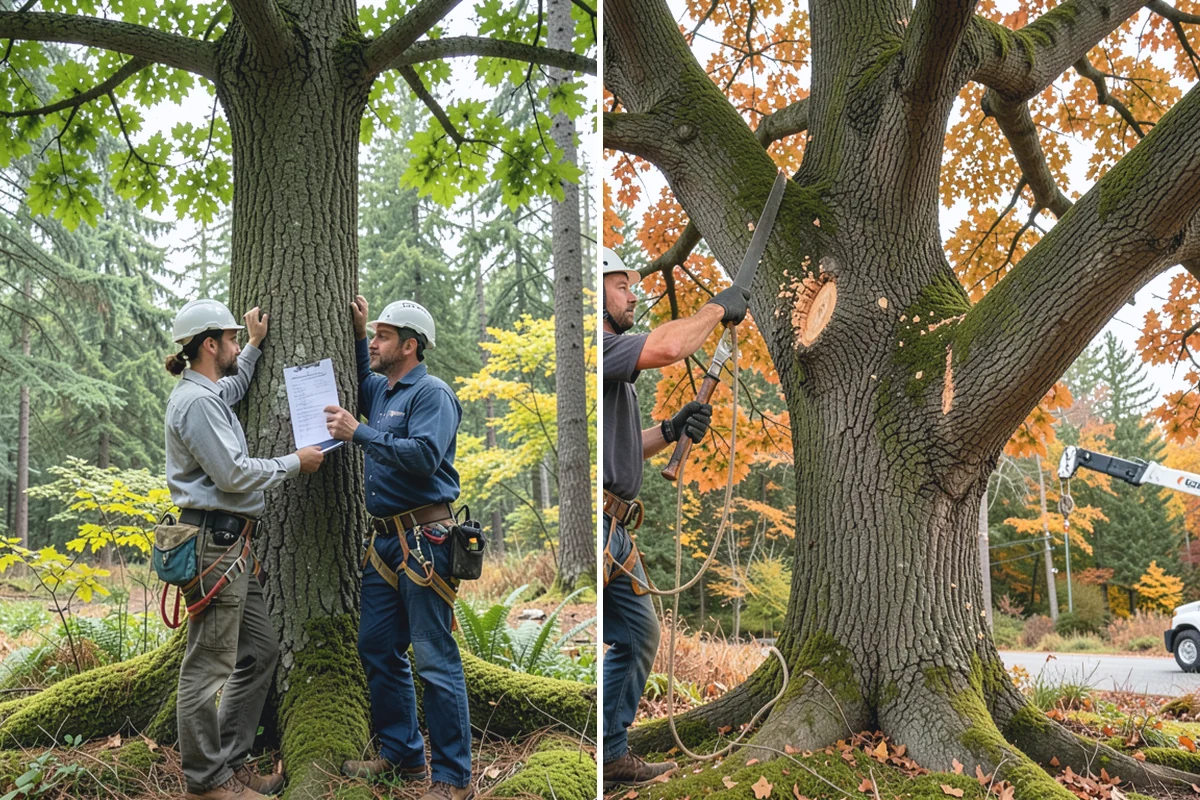 Leaning tree removal in Renton, King County, WA - On-site assessment and hazard evaluation