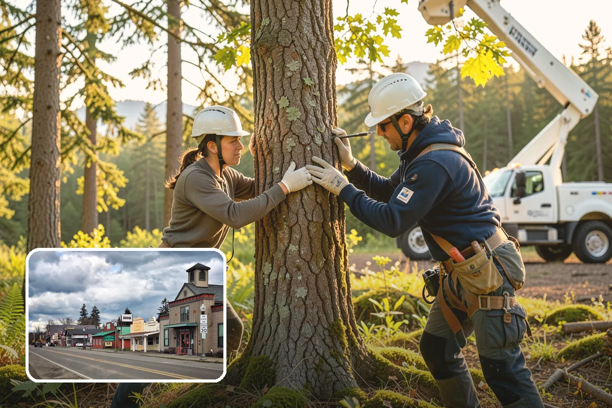 Leaning tree removal in Roy, Pierce County, WA - Removes safety hazards and reduces liability