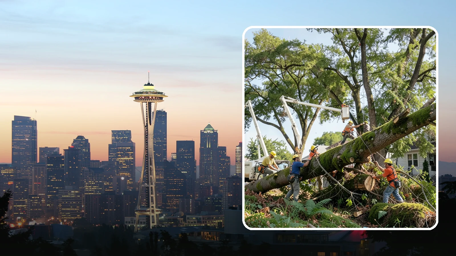 Leaning tree removal in Seattle, King County, WA - The removal of trees with a pronounced or unstable lean.