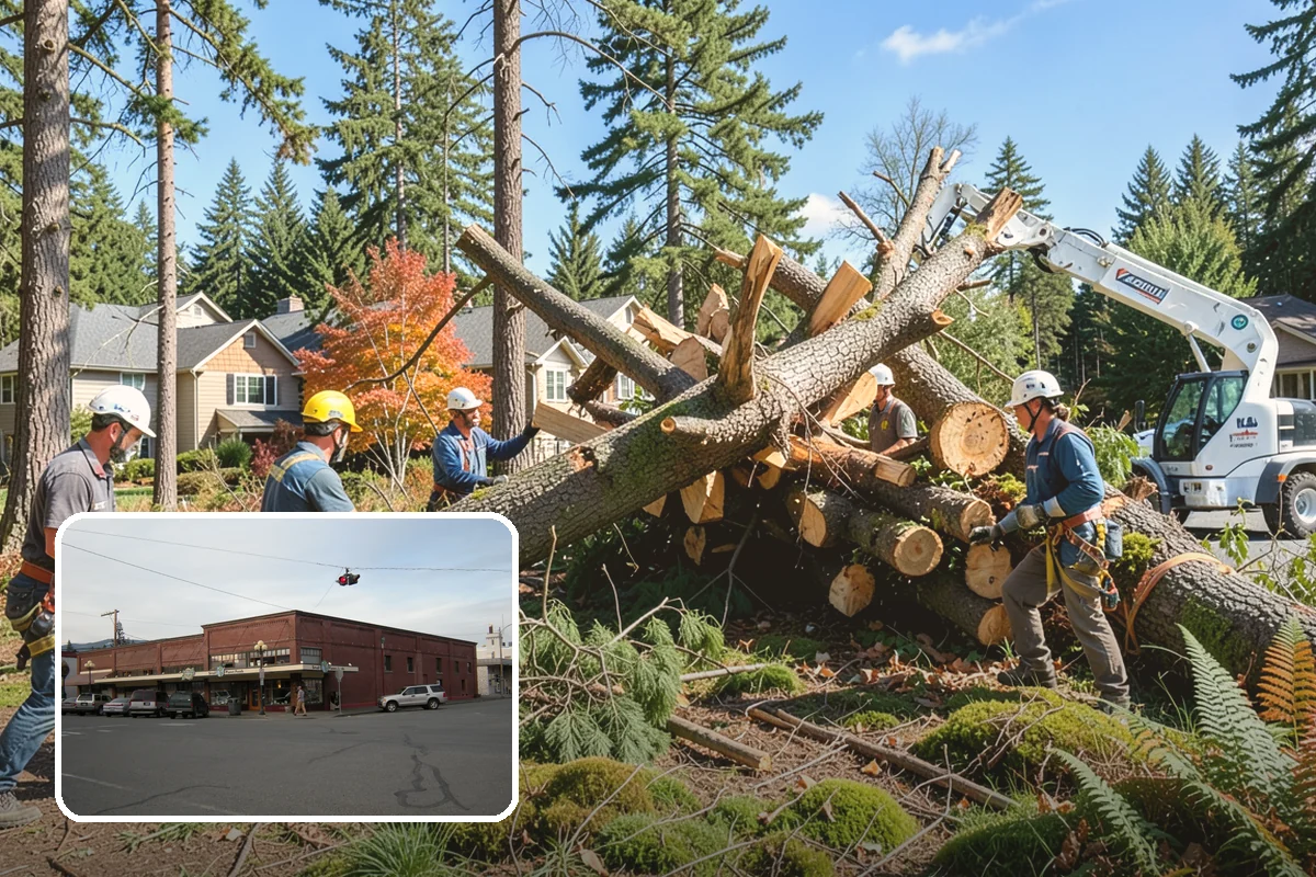 Leaning tree removal in Sedro-Woolley, Skagit County, WA - Removes safety hazards and reduces liability
