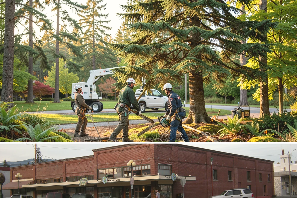 Leaning tree removal in Sedro-Woolley, Skagit County, WA - This service can be performed year-round in the Puget Sound climate but requires extra caution during wet seasons when unstable...