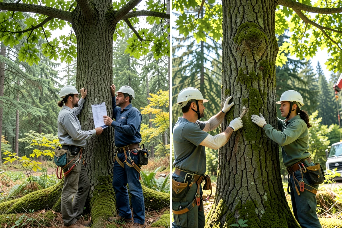 Leaning tree removal in Shoreline, King County, WA - On-site assessment and hazard evaluation