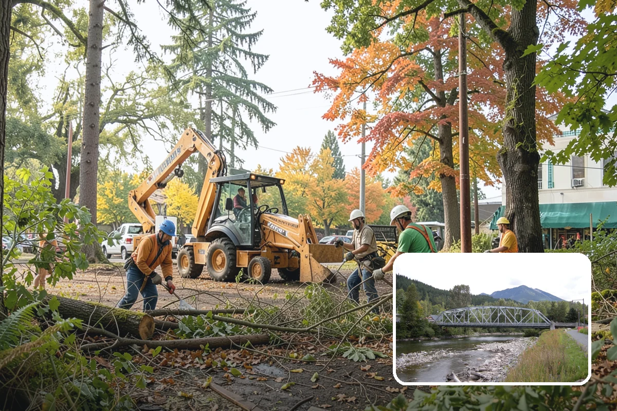 Leaning tree removal in Skykomish, King County, WA - Removes safety hazards and reduces liability