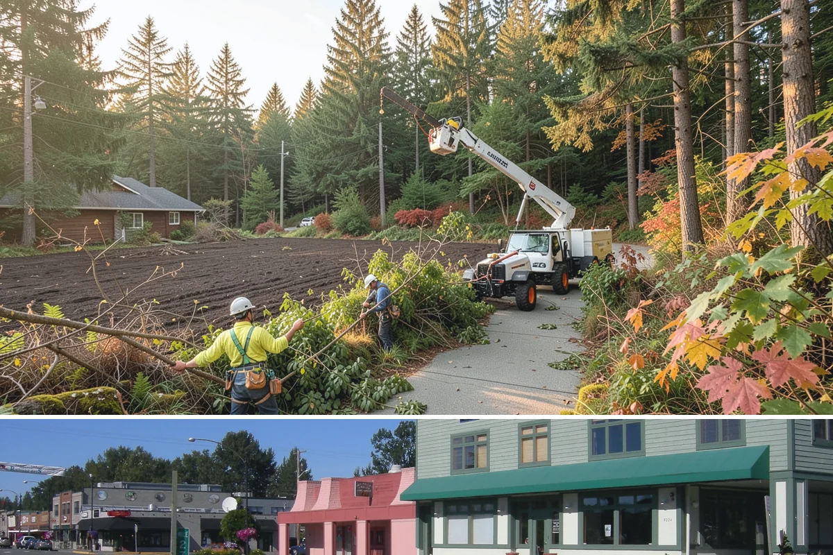 Leaning tree removal in Snoqualmie, King County, WA - This service can be performed year-round in the Puget Sound climate but requires extra caution during wet seasons when unstable...