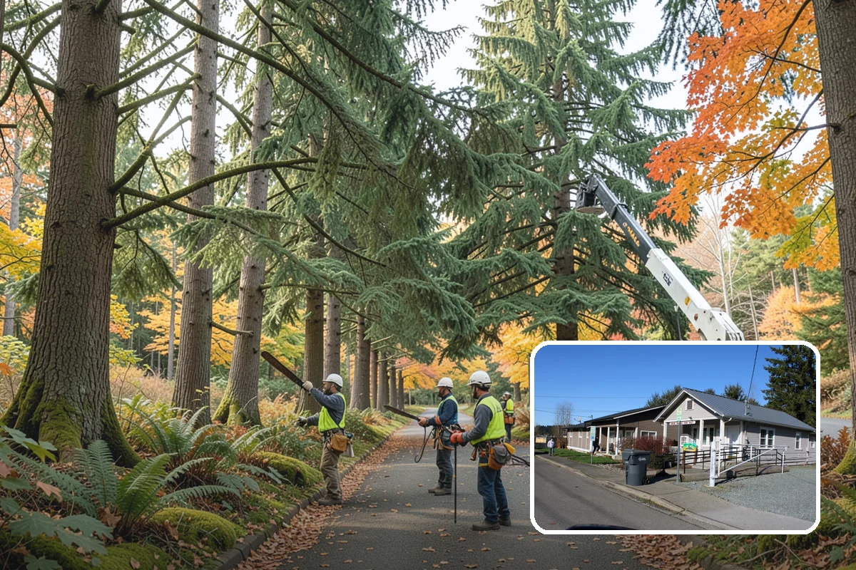 Leaning tree removal in South Prairie, Pierce County, WA - Removes safety hazards and reduces liability