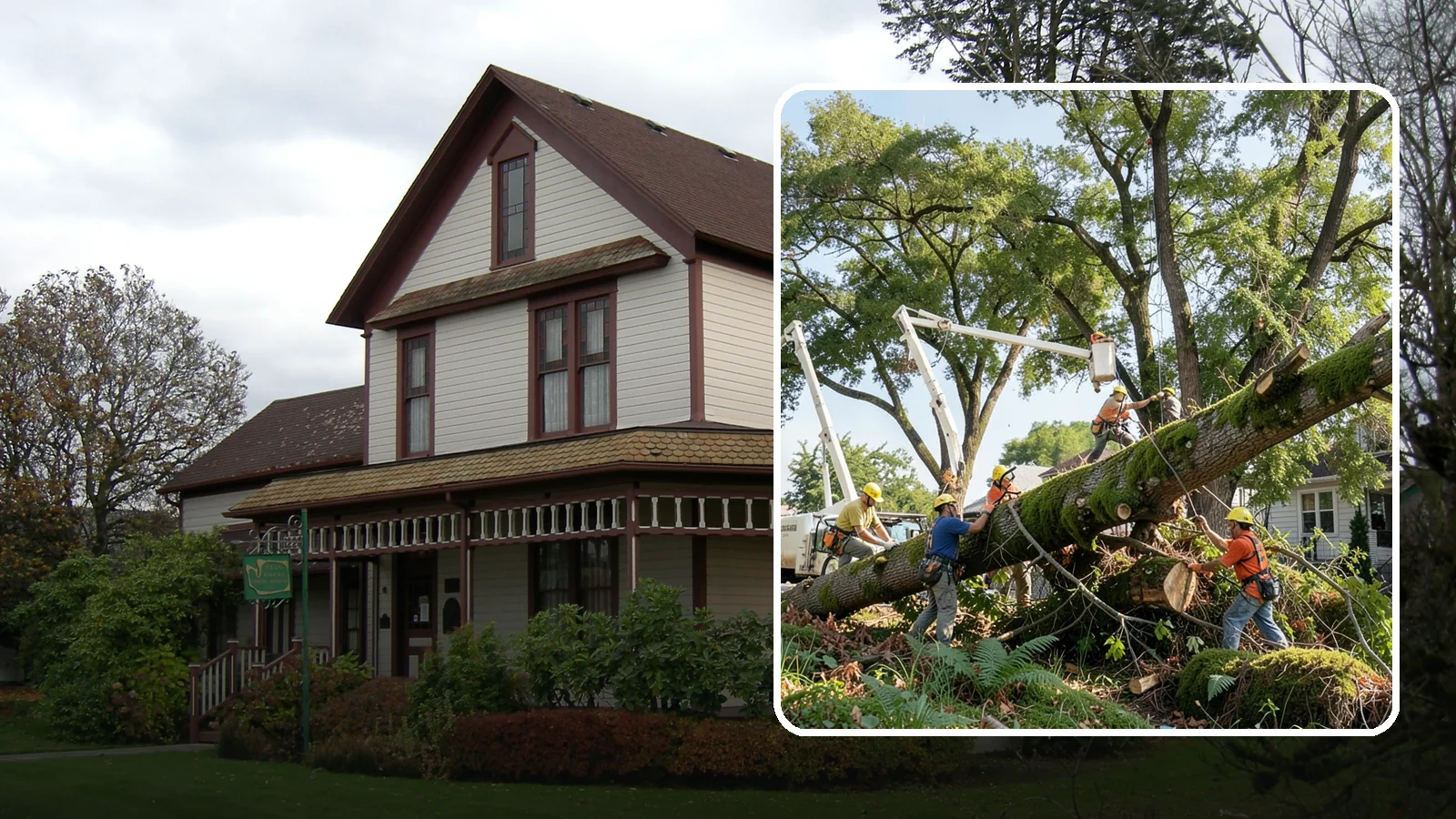 Leaning tree removal in Sumner, Pierce County, WA - The removal of trees with a pronounced or unstable lean.