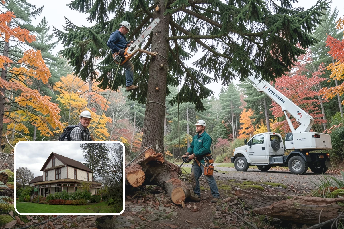 Leaning tree removal in Sumner, Pierce County, WA - Removes safety hazards and reduces liability