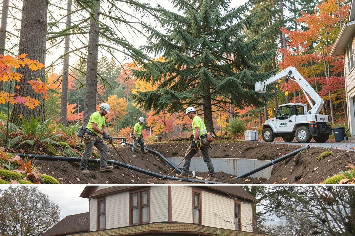 Leaning tree removal in Sumner, Pierce County, WA - This service can be performed year-round in the Puget Sound climate but requires extra caution during wet seasons when unstable...