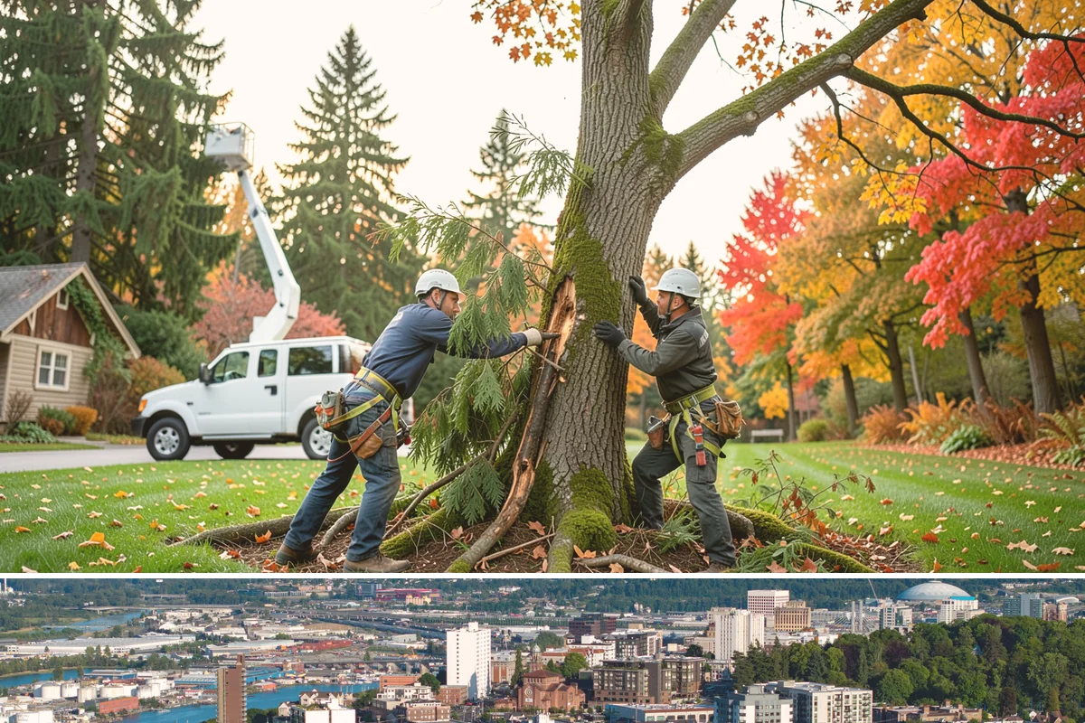 Leaning tree removal in Tacoma, Pierce County, WA - This service can be performed year-round in the Puget Sound climate but requires extra caution during wet seasons when unstable...