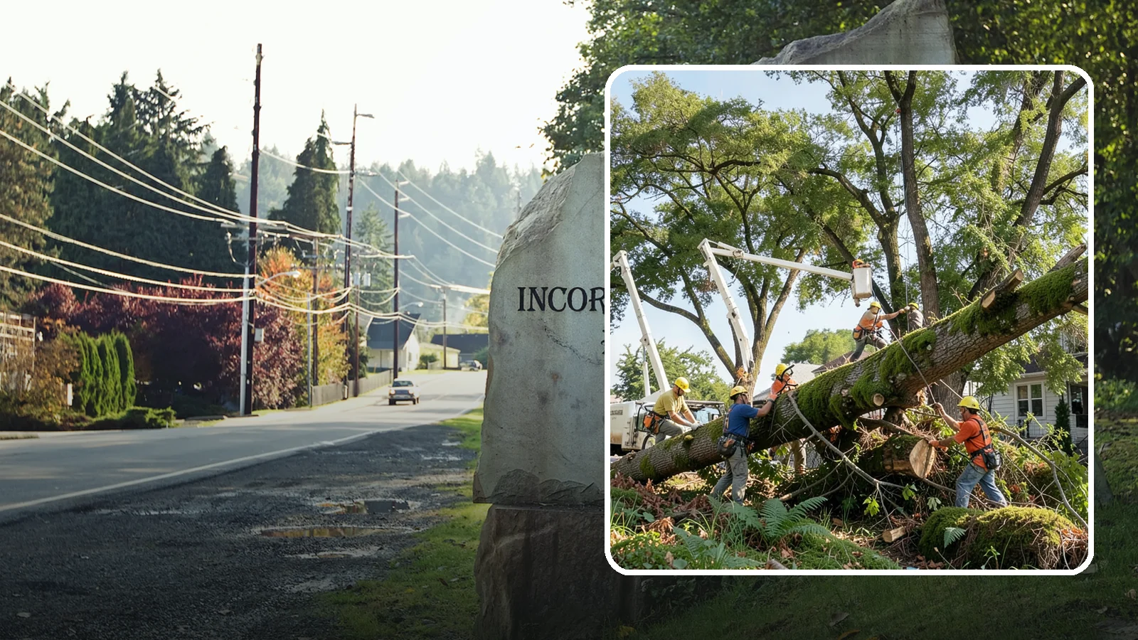 Leaning tree removal in Wilkeson, Pierce County, WA - The removal of trees with a pronounced or unstable lean.