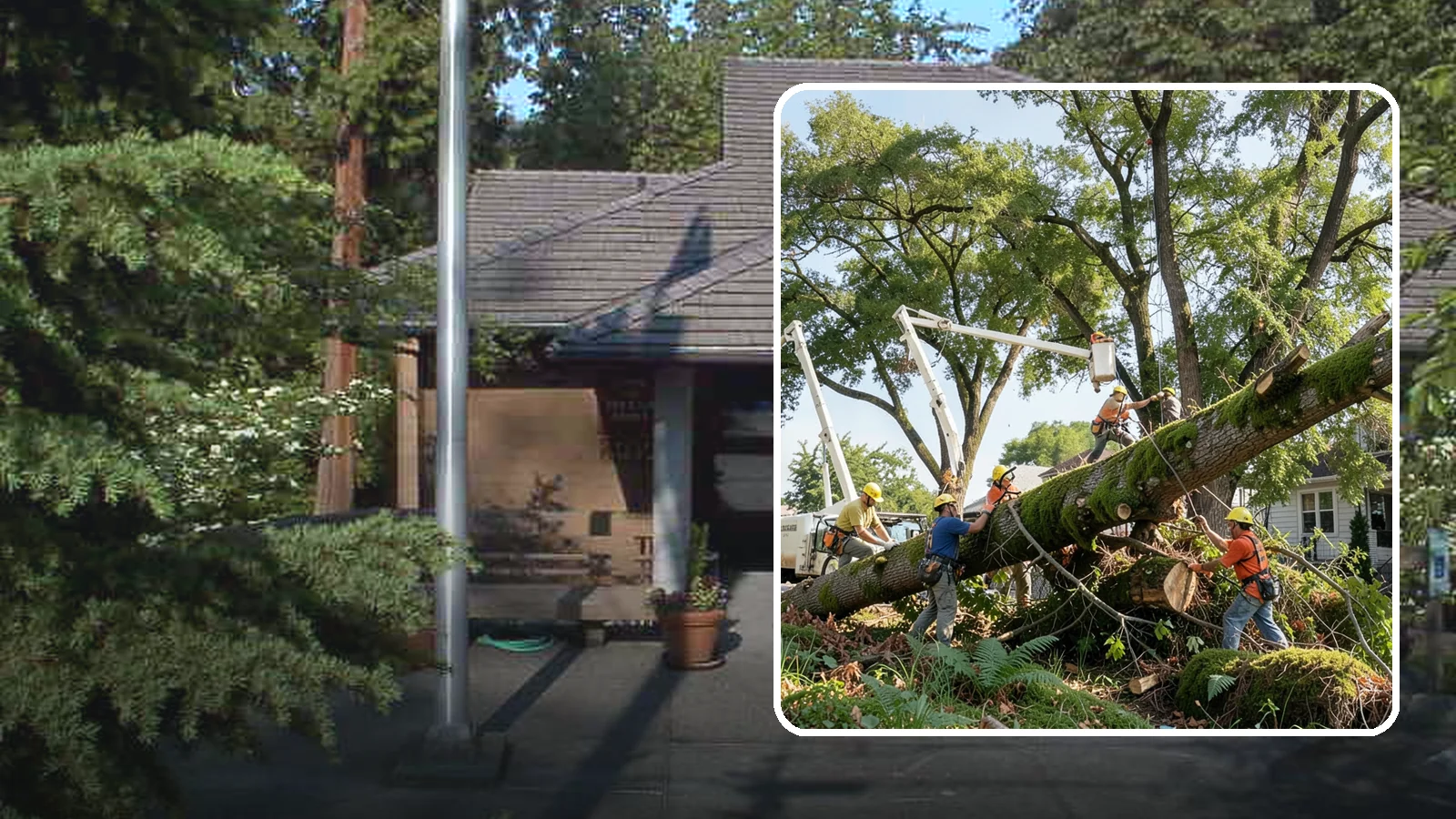 Leaning tree removal in Yarrow Point, King County, WA - The removal of trees with a pronounced or unstable lean.