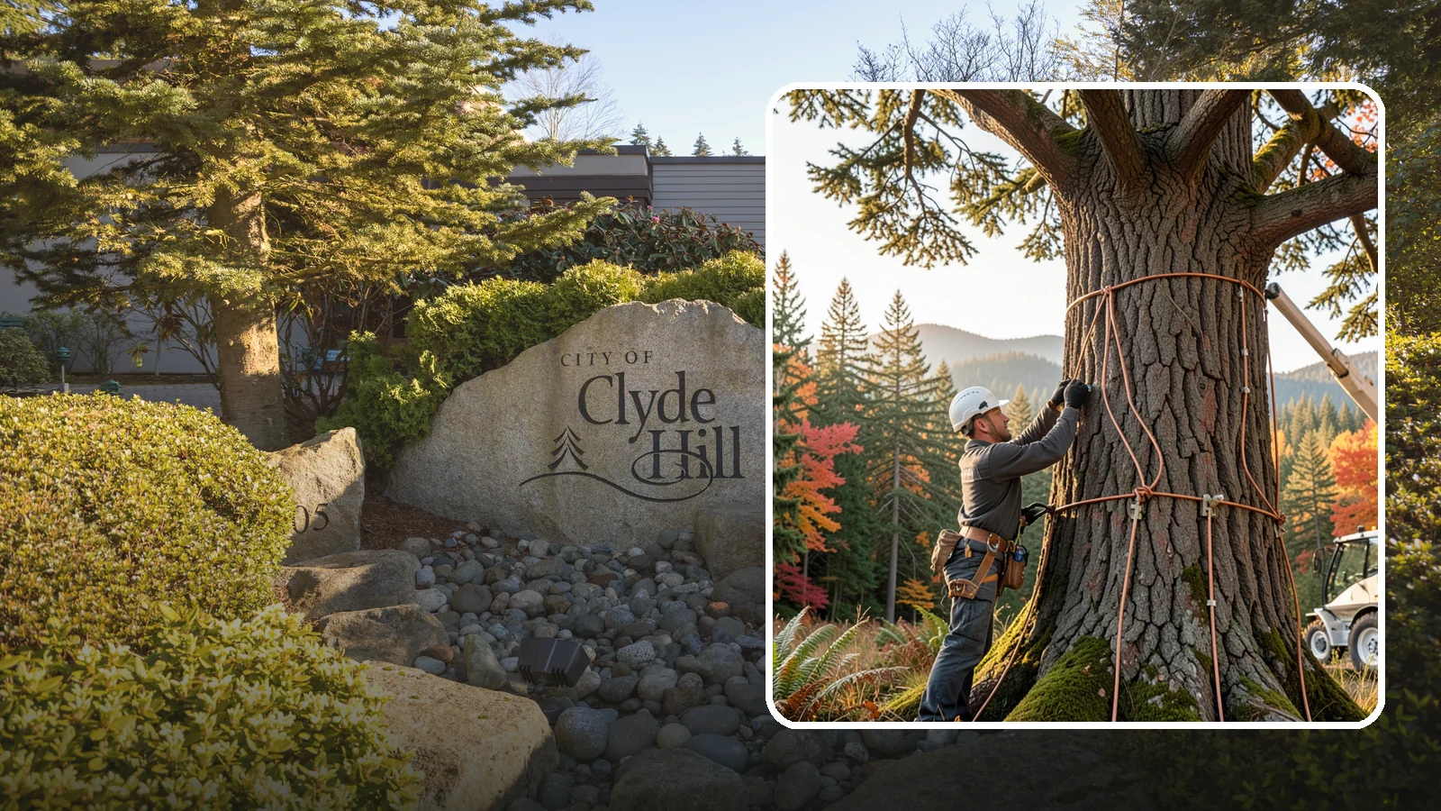 Lightning protection systems in Clyde Hill, King County, WA - The installation of lightning protection for high-value trees.