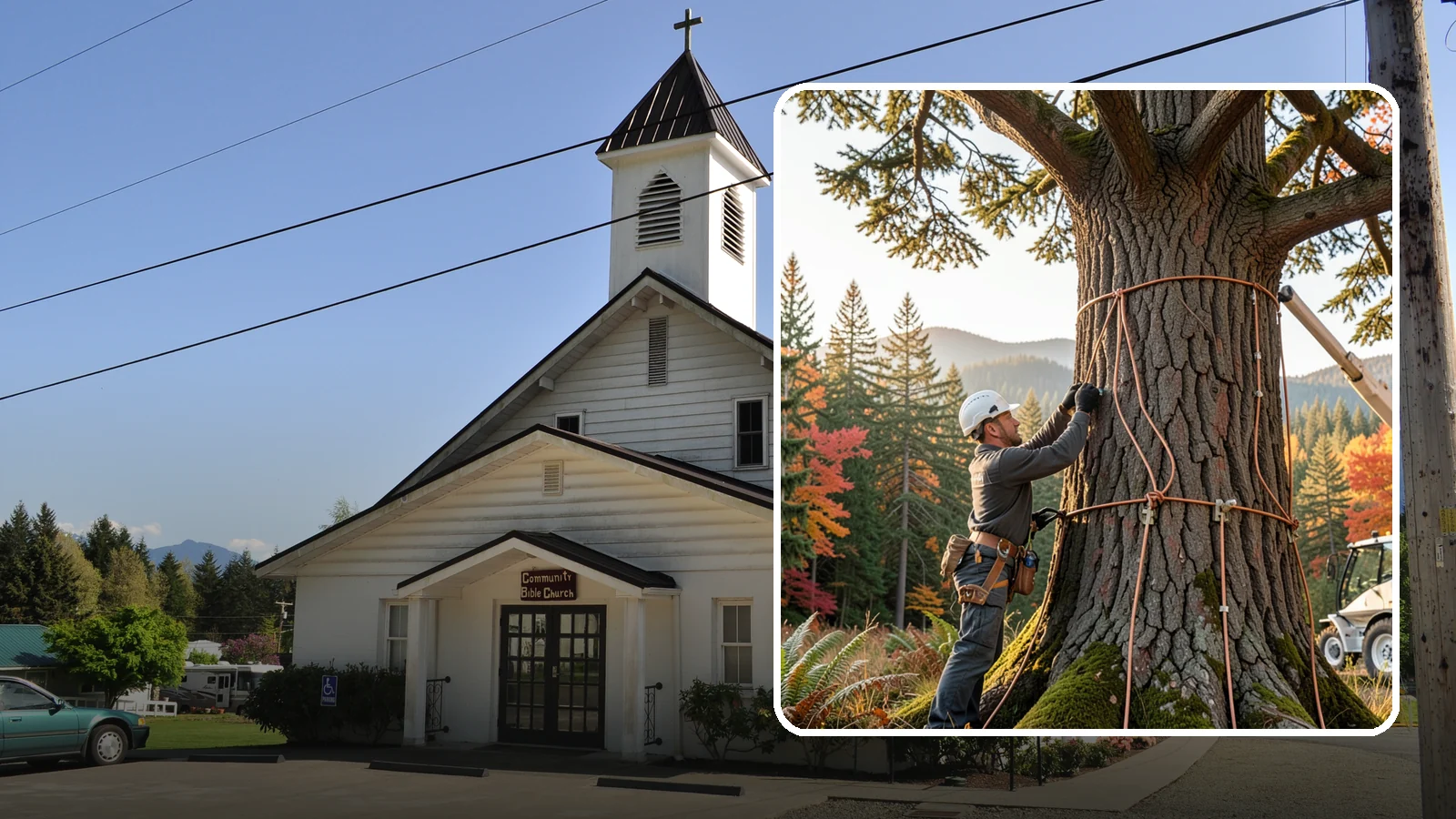Lightning protection systems in Concrete, Skagit County, WA - The installation of lightning protection for high-value trees.