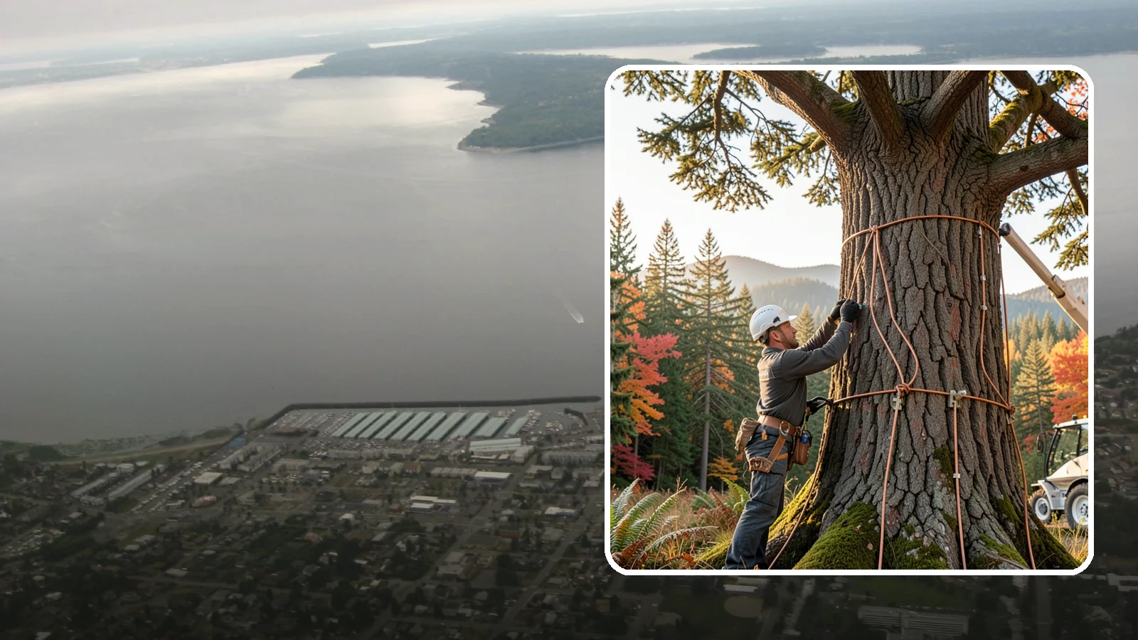 Lightning protection systems in Des Moines, King County, WA - The installation of lightning protection for high-value trees.