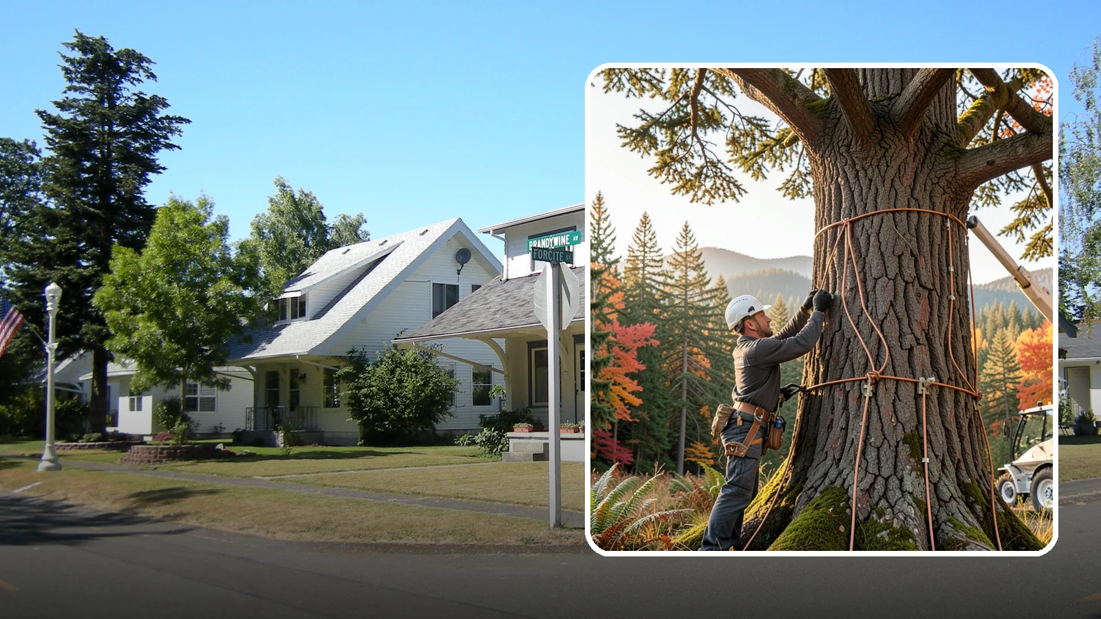 Lightning protection systems in DuPont, Pierce County, WA - The installation of lightning protection for high-value trees.