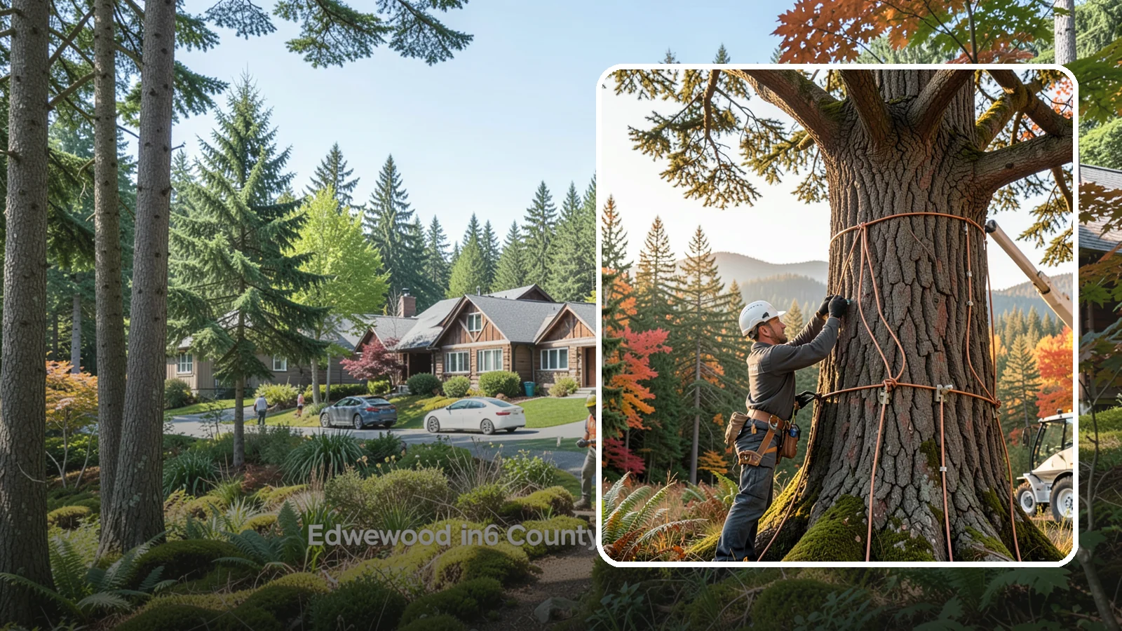 Lightning protection systems in Edgewood, Pierce County, WA - The installation of lightning protection for high-value trees.