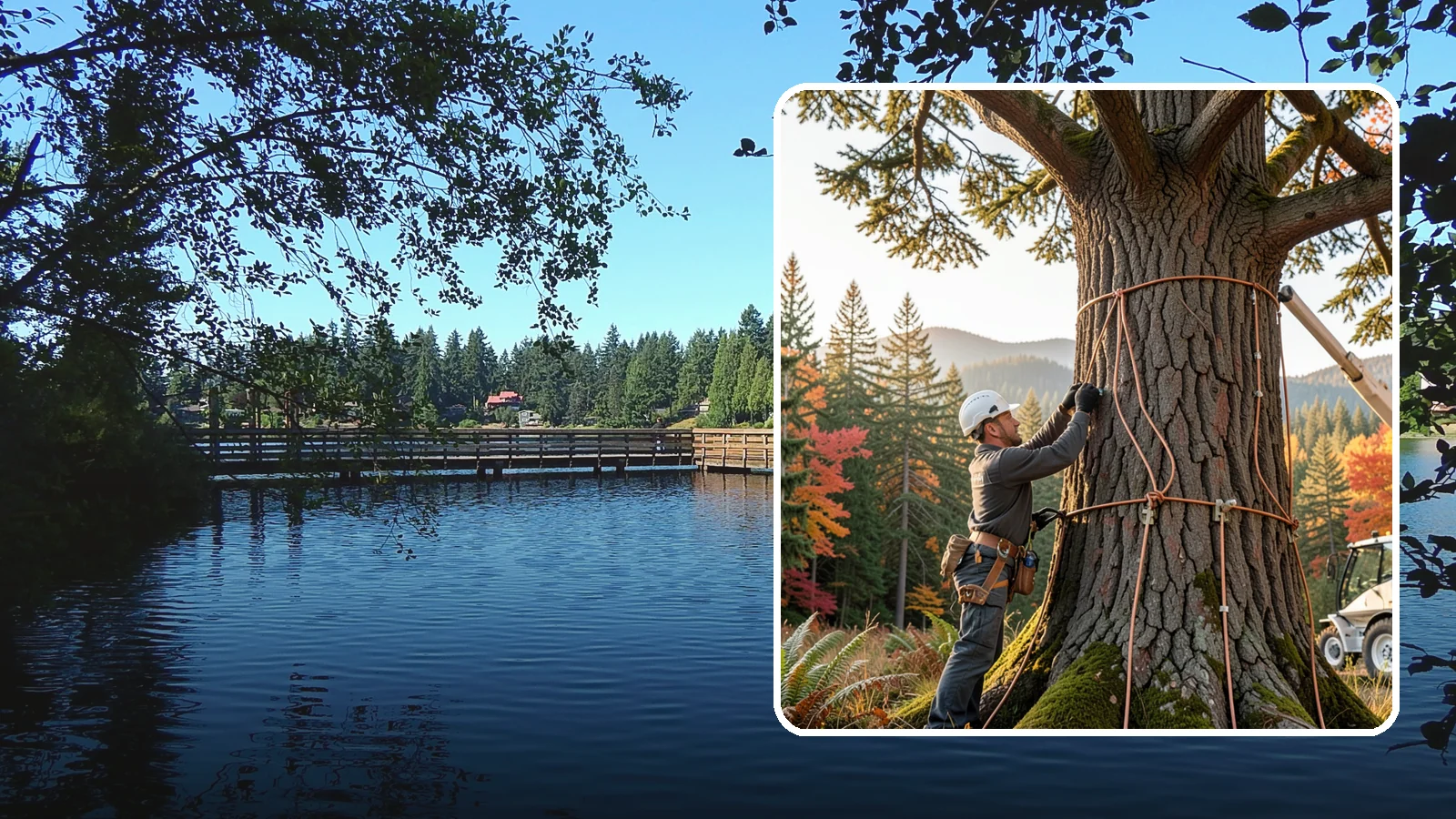 Lightning protection systems in Federal Way, King County, WA - The installation of lightning protection for high-value trees.