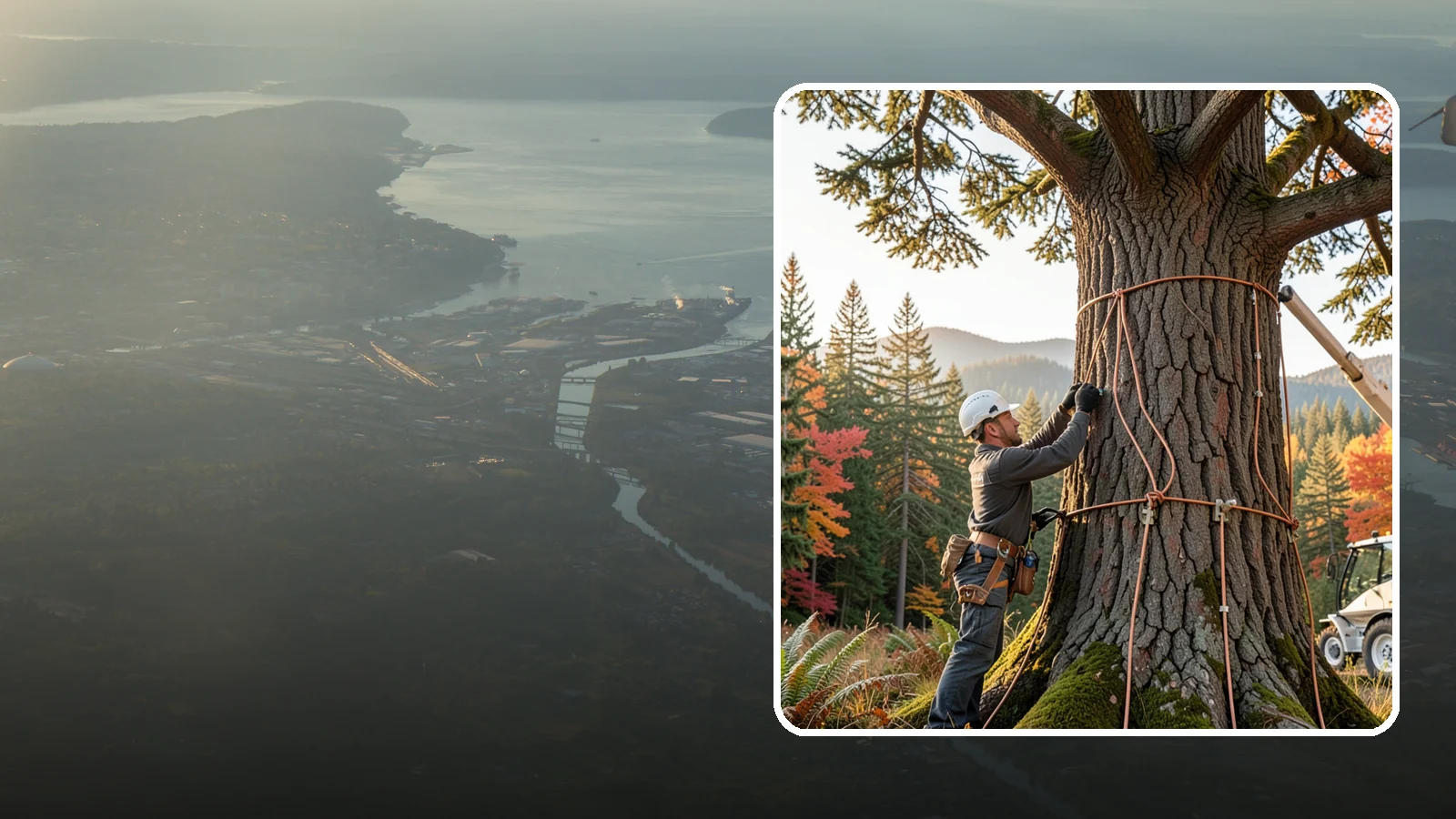 Lightning protection systems in Fife, Pierce County, WA - The installation of lightning protection for high-value trees.