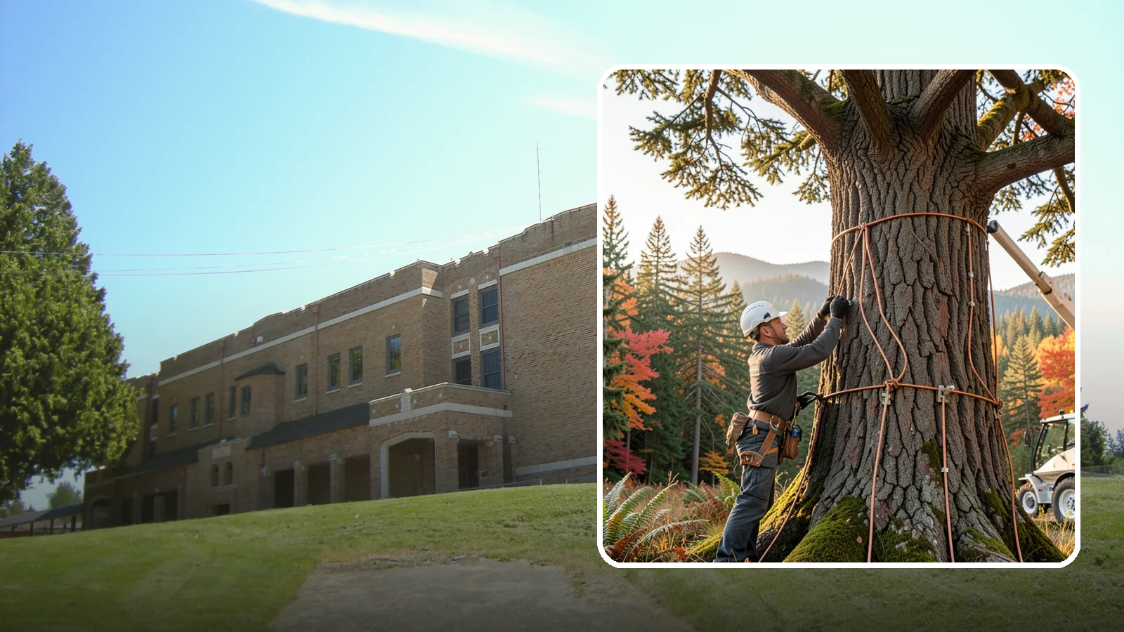 Lightning protection systems in Maple Valley, King County, WA - The installation of lightning protection for high-value trees.