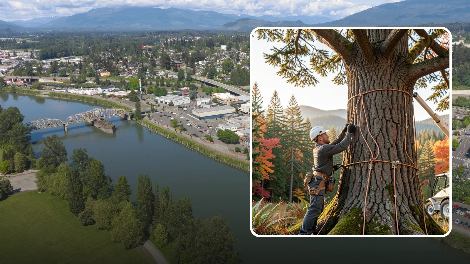 Lightning protection systems in Mount Vernon, Skagit County, WA - The installation of lightning protection for high-value trees.
