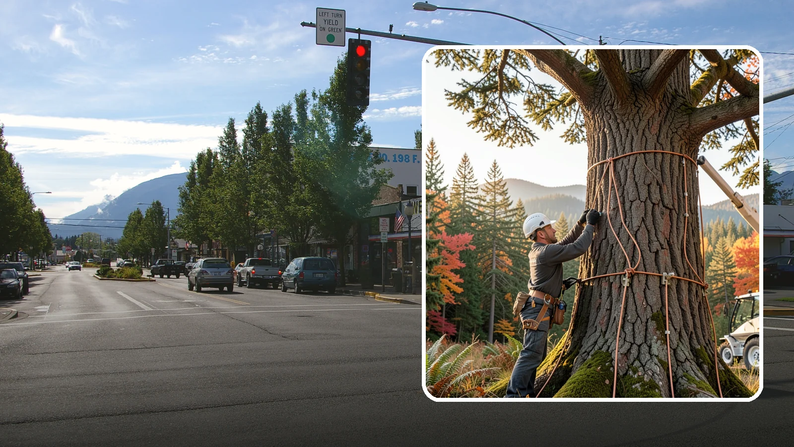 Lightning protection systems in North Bend, King County, WA - The installation of lightning protection for high-value trees.