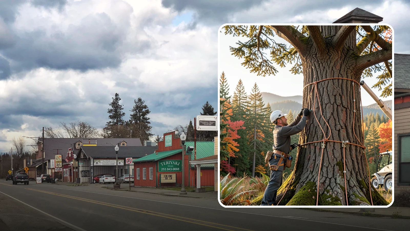 Lightning protection systems in Roy, Pierce County, WA - The installation of lightning protection for high-value trees.
