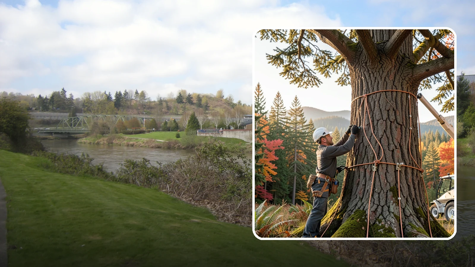 Lightning protection systems in Tukwila, King County, WA - The installation of lightning protection for high-value trees.