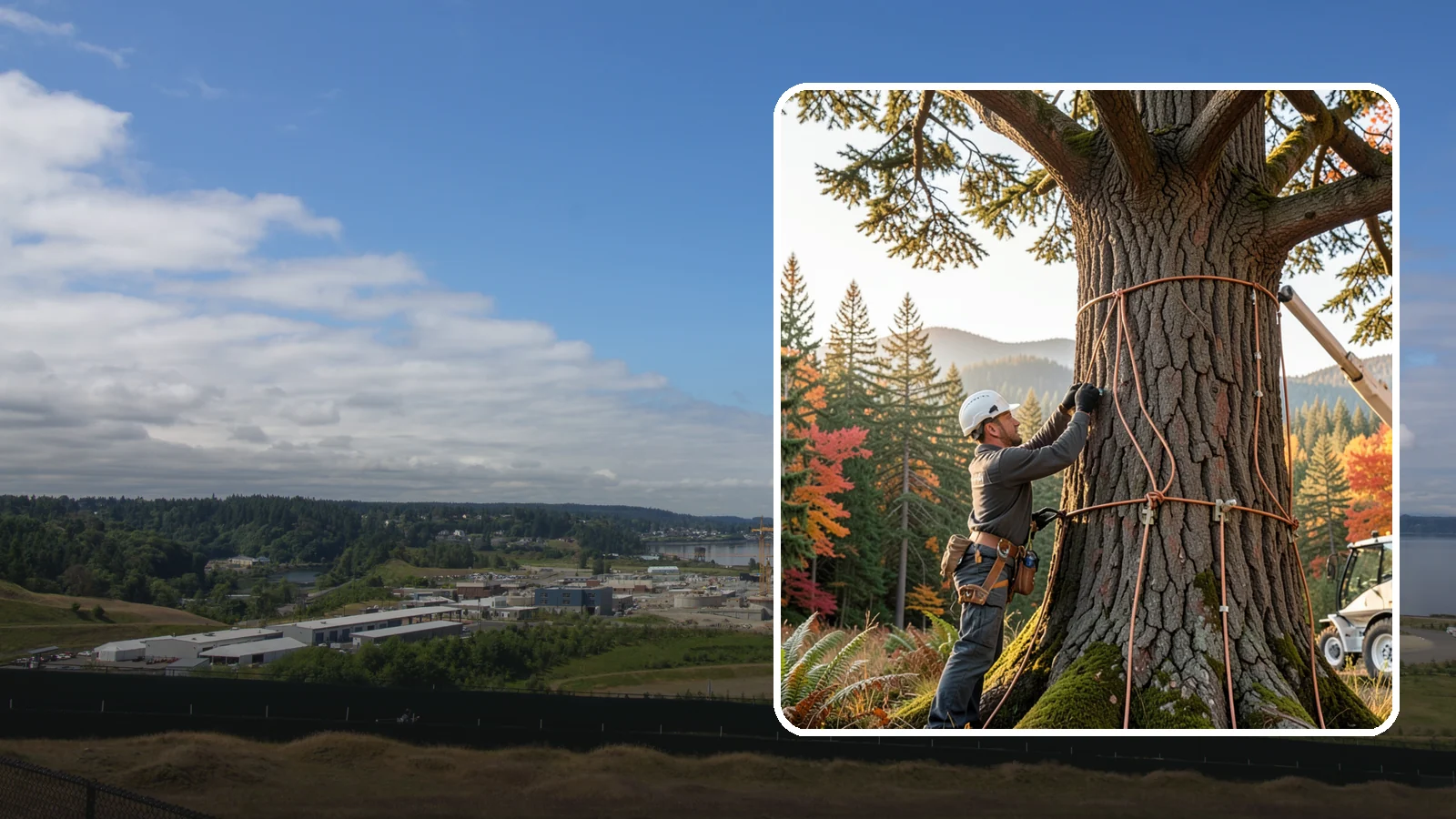 Lightning protection systems in University Place, Pierce County, WA - The installation of lightning protection for high-value trees.