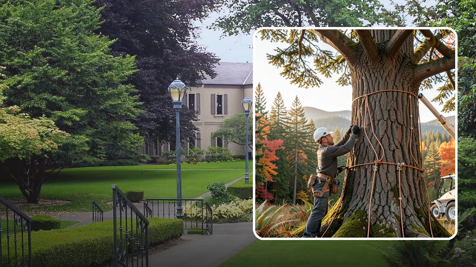 Lightning protection systems in Woodinville, King County, WA - The installation of lightning protection for high-value trees.